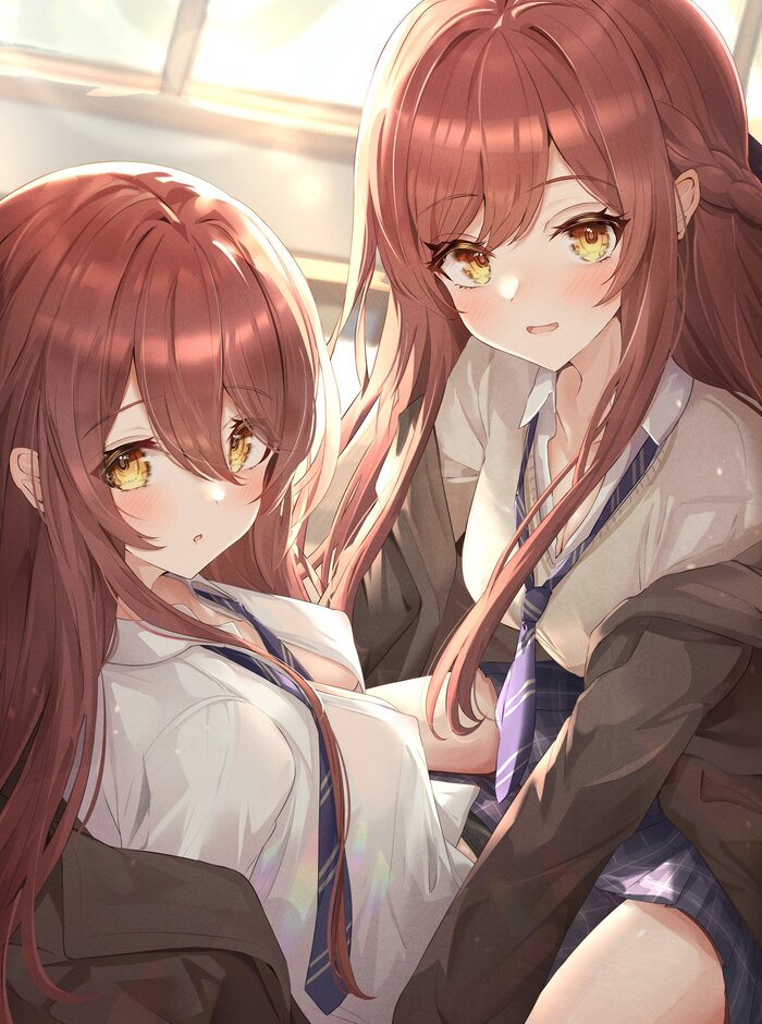 Близняшки Osaki Amana & Tenka - NSFW, Anime Art, Аниме, Yuri, Idolmaster, Twitter (ссылка), Idolmaster shiny colors