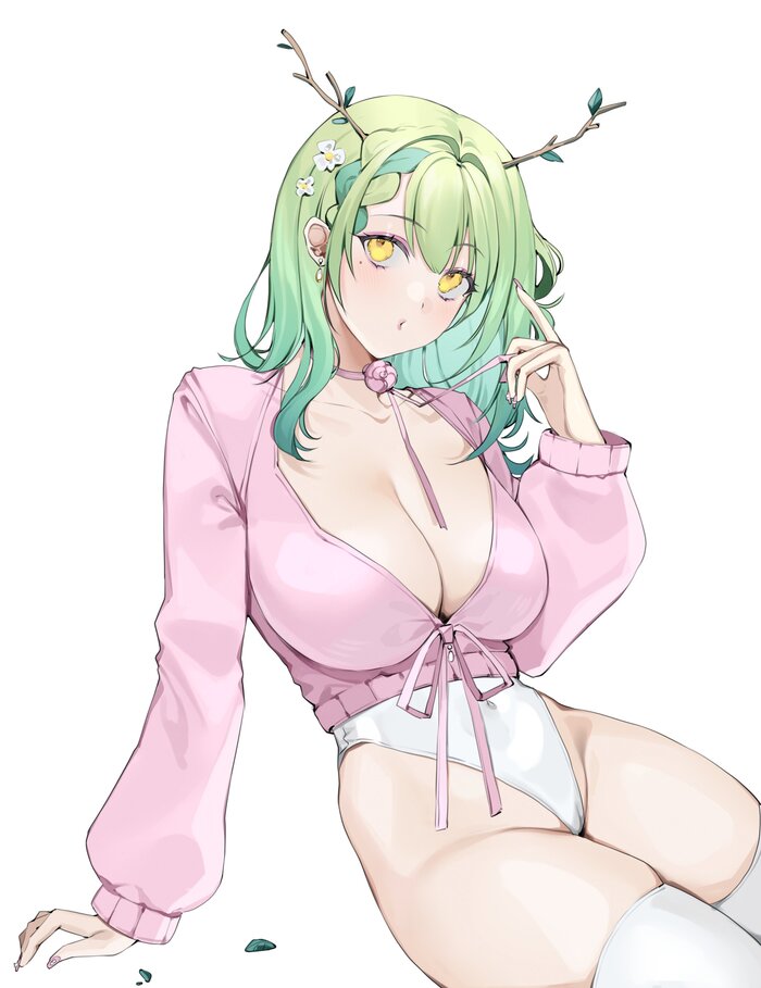 Fauna - NSFW, Аниме, Anime Art, Hololive, Virtual YouTuber, Нижнее белье, Twitter (ссылка), Ceres Fauna