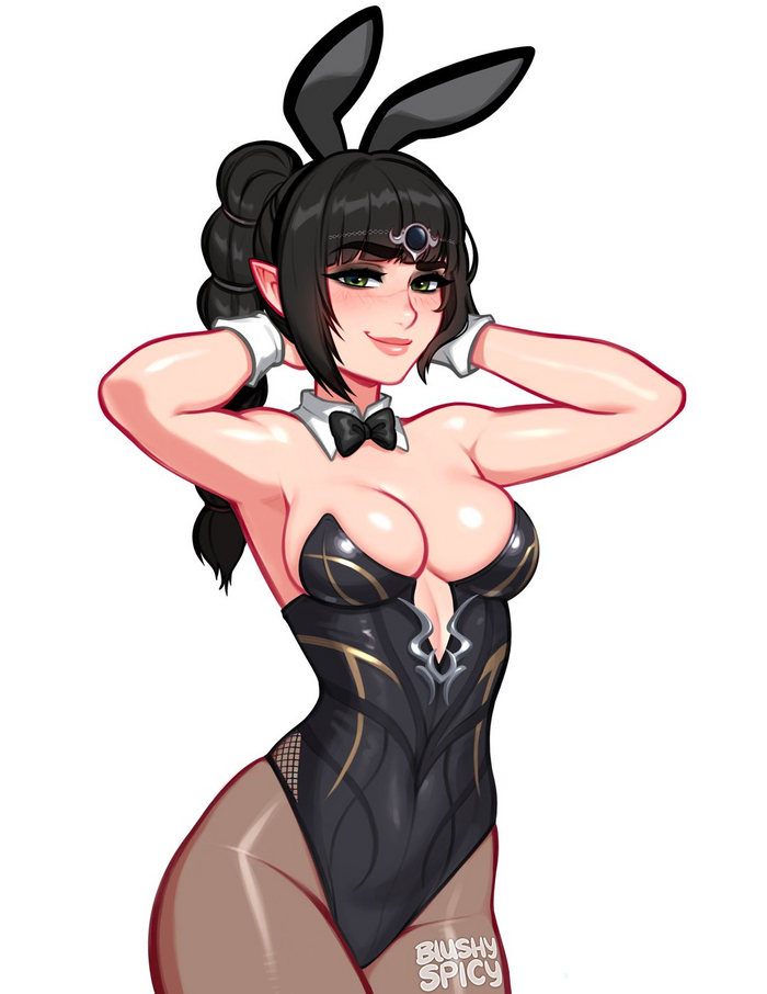 Bunnies - NSFW, Art, Baldur’s Gate 3, Karlach (Baldurs Gate 3), Shadowheart, Drawing, Girls, Bunnysuit, BlushyPixy, Erotic, Longpost, Twitter (link), Games