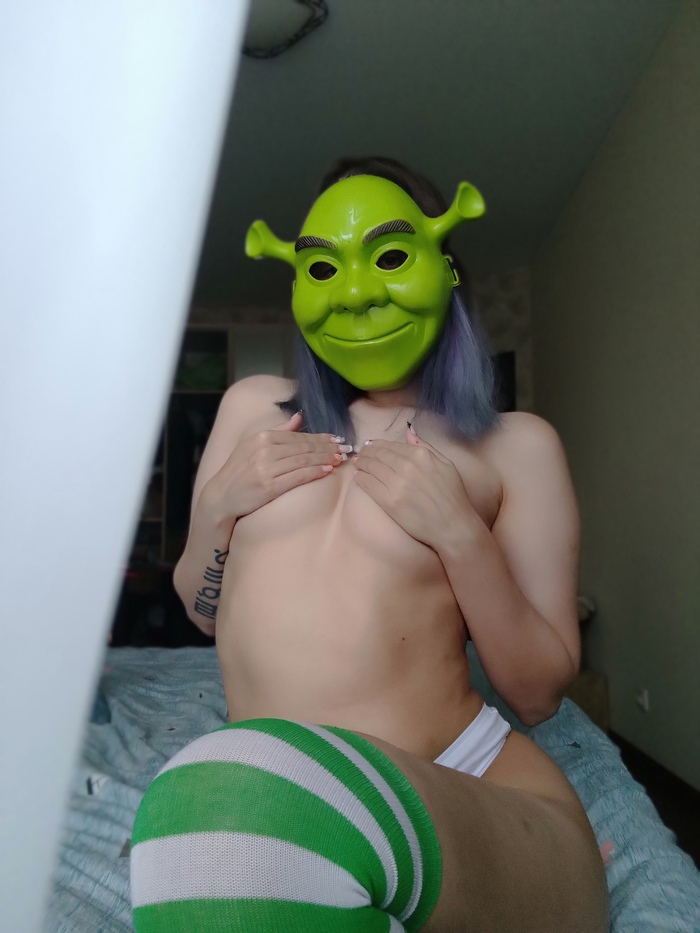 I'm Shrexy and I know it. Finale - NSFW, My, Colorful hair, Erotic, Boobs, Tattoo, Shrek, Stockings, Longpost, Girl with tattoo