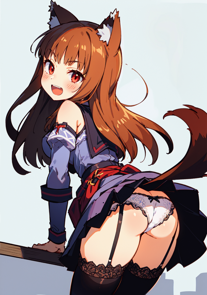 Holo - NSFW, Моё, Anime Art, Аниме, Арты нейросетей, Novelai, Spice and wolf, Holo