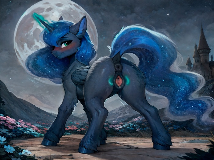 NeuroLunyasha seduces - NSFW, My little pony, PonyArt, MLP Explicit, Princess luna, Neural network art, MLP anatomically correct