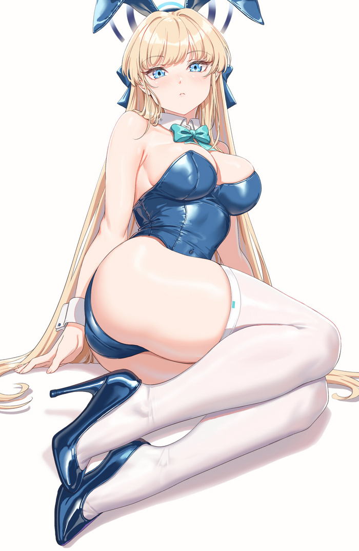 Bunny Toki - NSFW, Anime, Anime art, Blue archive, Asuma Toki, Bunnysuit, Stockings, High heels, Bunny ears