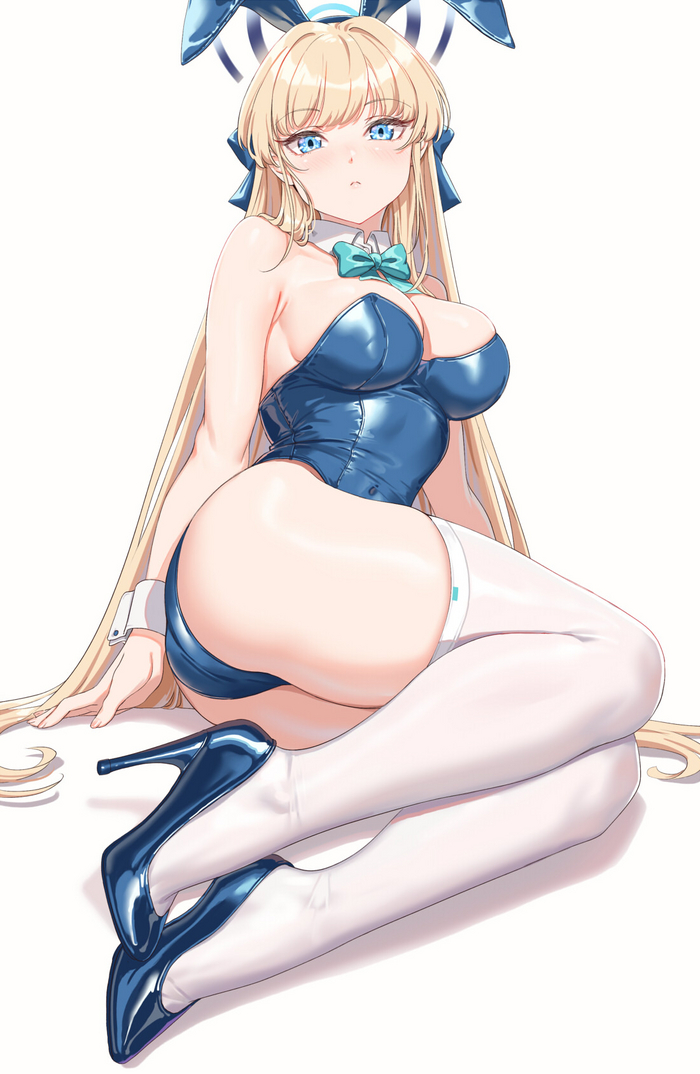 Зайка Токи - NSFW, Аниме, Anime Art, Blue archive, Asuma Toki, Bunnysuit, Чулки, Туфли на высоких каблуках, Bunny Ears