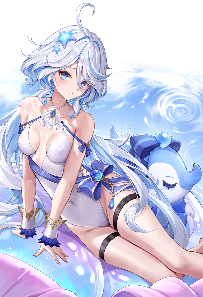 Furina - NSFW, Genshin Impact, Furina (Genshin Impact), Арт, Девушки, Anime Art, Аниме, Купальник, Lunacle, Игры