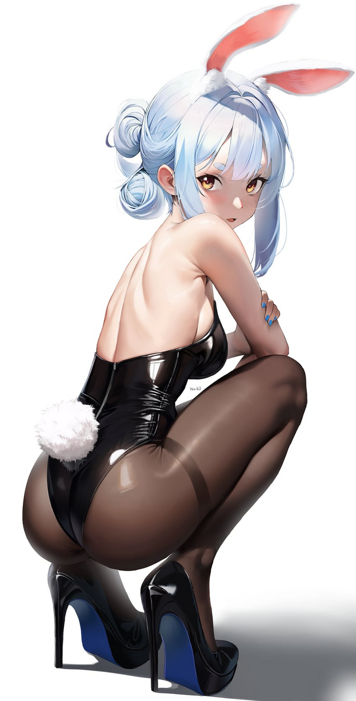 Pekora Bunny - NSFW, Anime, Anime art, Hololive, Virtual youtuber, Bunnysuit, Bunny ears, Bunny tail, Booty, Tights, High heels, Usada pekora