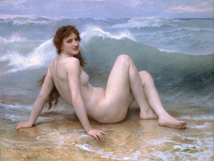 The Wave - Adolphe William Bouguereau 1896 - NSFW, Crossposting, Pikabu publish bot, Painting, Girls, Sea, Classic