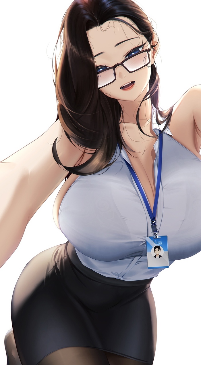 Got... Now I won't let you go - NSFW, Blueorca, Art, Anime, Anime art, Hand-drawn erotica, Erotic, Original character, Megane, Swimsuit, Extra thicc, Longpost, Glasses