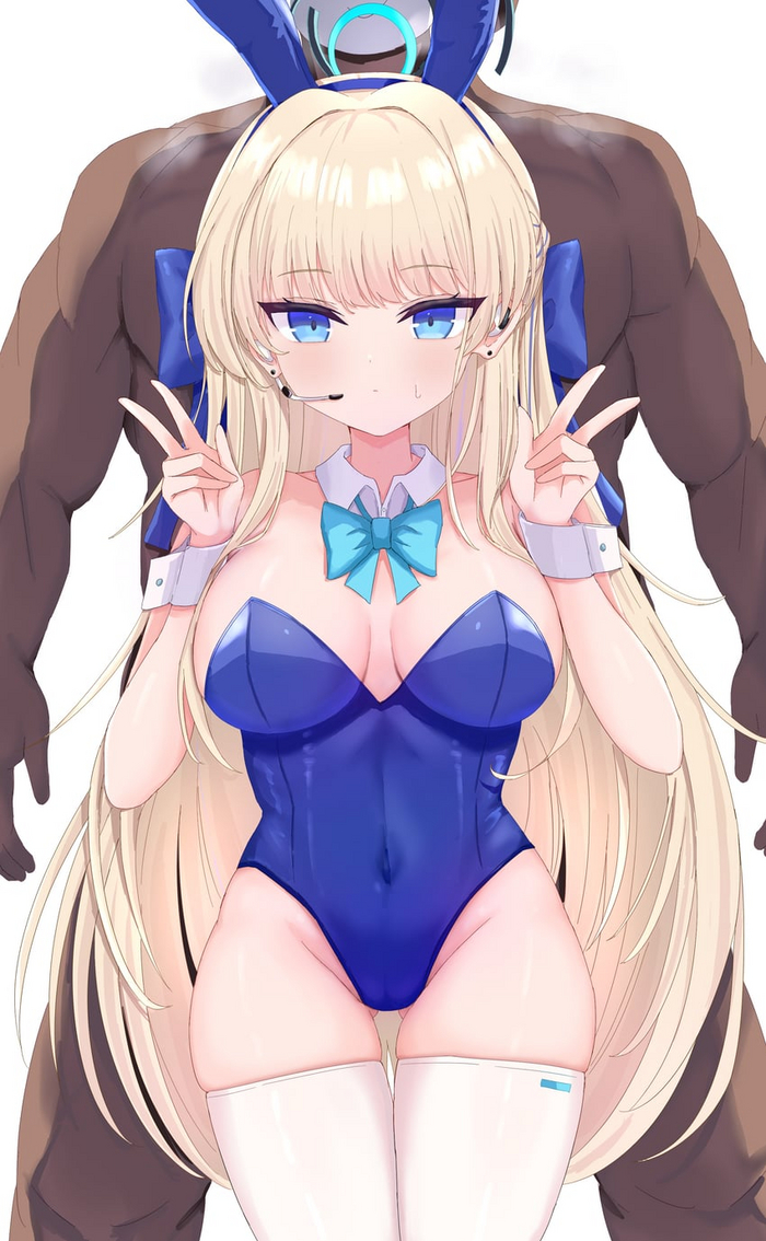 Bunny in danger - NSFW, Anime, Anime art, Blue archive, Asuma Toki, Bunnysuit, Bunny ears, Stockings