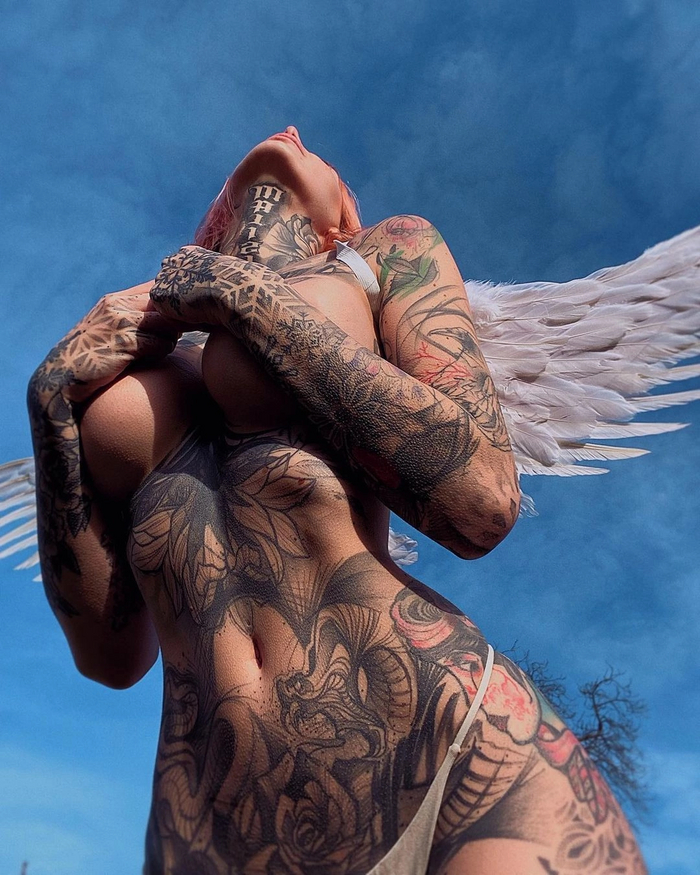 Winged - NSFW, Girl with tattoo, Wings, Nudity, Naked