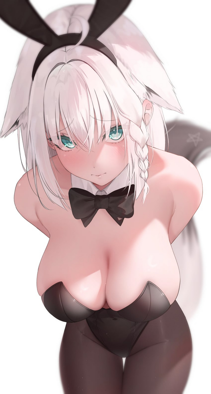 Кошко-зайка Фубуки - NSFW, Аниме, Anime Art, Hololive, Virtual YouTuber, Shirakami Fubuki, Animal Ears, Bunnysuit, Bunny Ears, Колготки