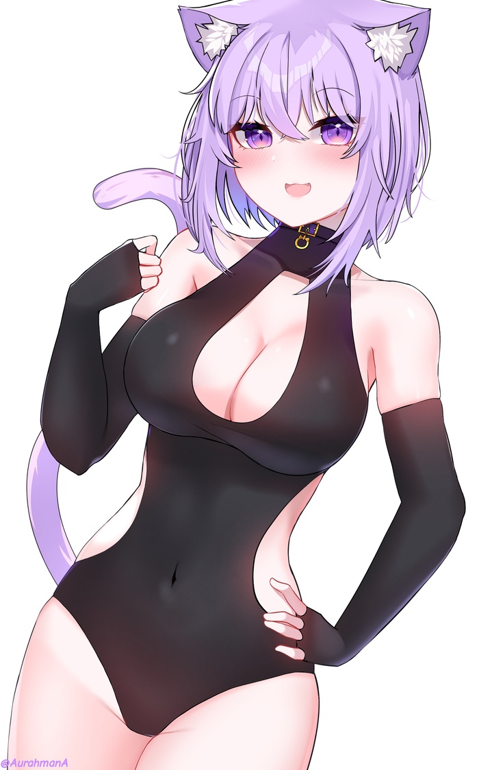 Okayu - NSFW, Anime Art, Аниме, Hololive, Virtual YouTuber, Nekomata Okayu, Animal Ears, Хвост, Купальник, Twitter (ссылка)