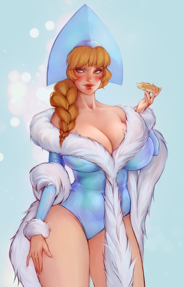 Snow Maiden! - NSFW, Art, Hand-drawn erotica, Erotic, Snow Maiden, Extra thicc, Twitter (link)