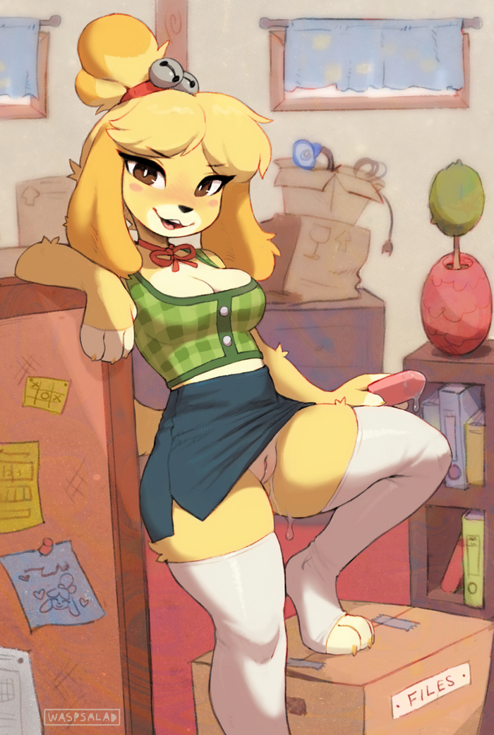 Isabelle - NSFW, Фурри, Антро, Арт, Йифф, Furotica, Furry Dog, Waspsalad, Animal Crossing, Isabelle