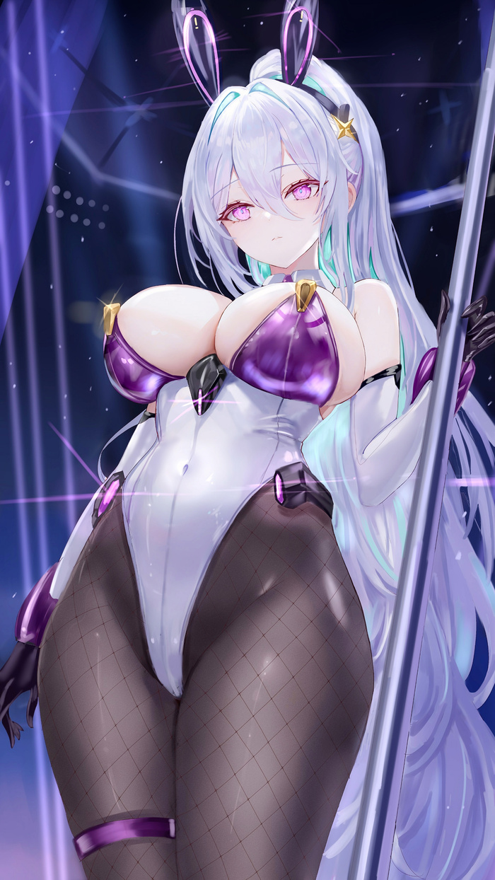 Kearsarge - NSFW, Erotic, Art, Kearsarge, Azur lane, Bunnysuit, Girls, Boobs, Tights, Pole, Hand-drawn erotica, Game art, Anime art, Longpost