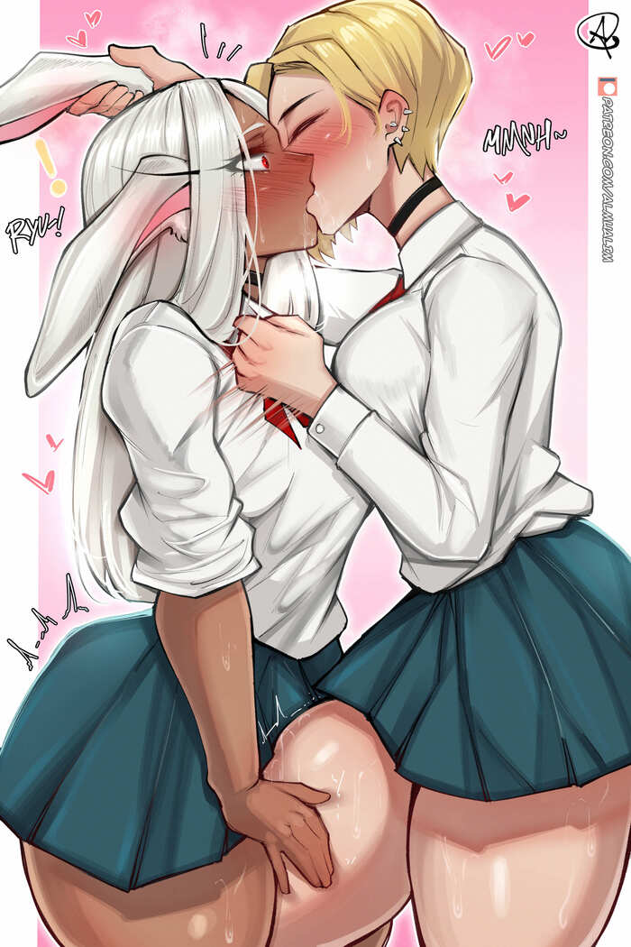 Wow, superheroines - NSFW, Art, Anime, Anime art, Hand-drawn erotica, Erotic, Boku no hero academia, Miruko, Ryuko Tatsuma, Yuri, Animal ears