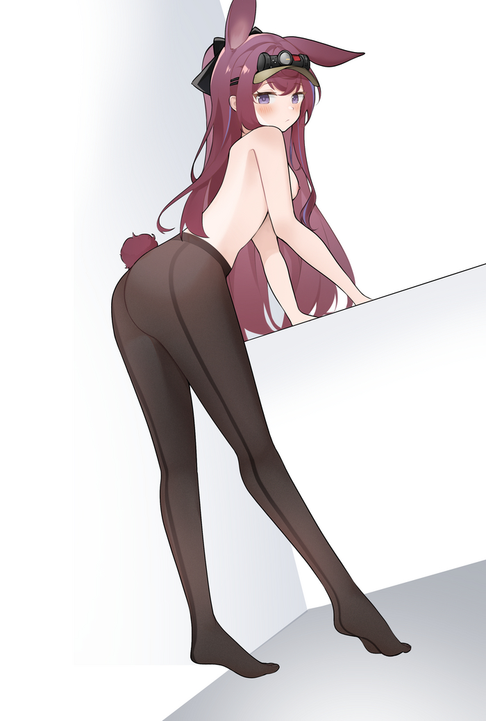 Ray - NSFW, Longpost, Anime, Anime art, Boobs, Arknights, Ray (Arknights), Animal ears, Booty, Tights