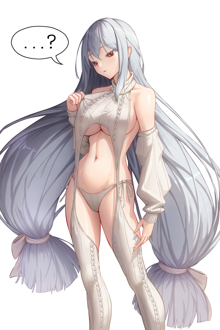 Skadi - NSFW, Anime art, Anime, Arknights, Skadi, Virgin killer sweater