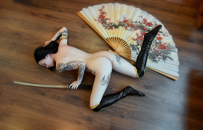Jade (70 Hot Photo) - NSFW, My, Erotic, Boobs, The photo, Models, Booty, Girl with tattoo, Mortal kombat, Professional shooting, Figure, Naked, Suicide girls