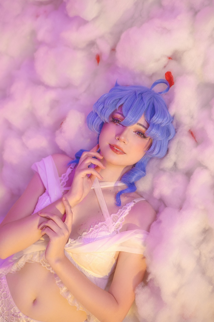 Ganyu as Cupid - NSFW, My, Cosplay, Genshin impact, Ganyu (Genshin Impact), Cupid, Tenderness, beauty, Clouds, Longpost, The photo