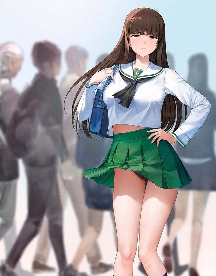 Ветерок... - NSFW, Арт, Аниме, Anime Art, Рисованная эротика, Girls und Panzer, Nishizumi shiho, Панцу