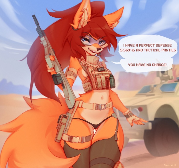 Extra protection... - NSFW, Furry, Anthro, Art, Furry edge, Furry fox, Amarihel