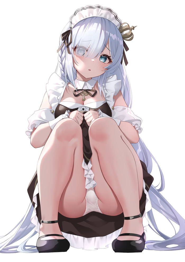 sits well - NSFW, Art, Anime, Anime art, Azur lane, Janus, Housemaid, Pantsu, Tights, Erotic, Hand-drawn erotica, Longpost