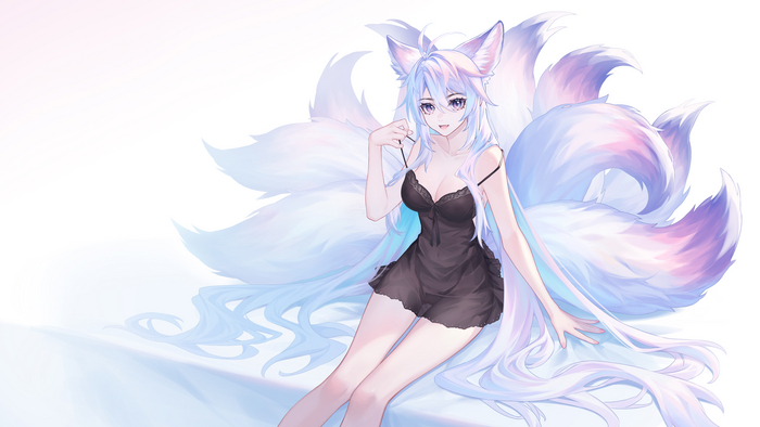 Fox - NSFW, Anime art, Anime, Original character, Kitsune, Animal ears, Kirby D a, Tail