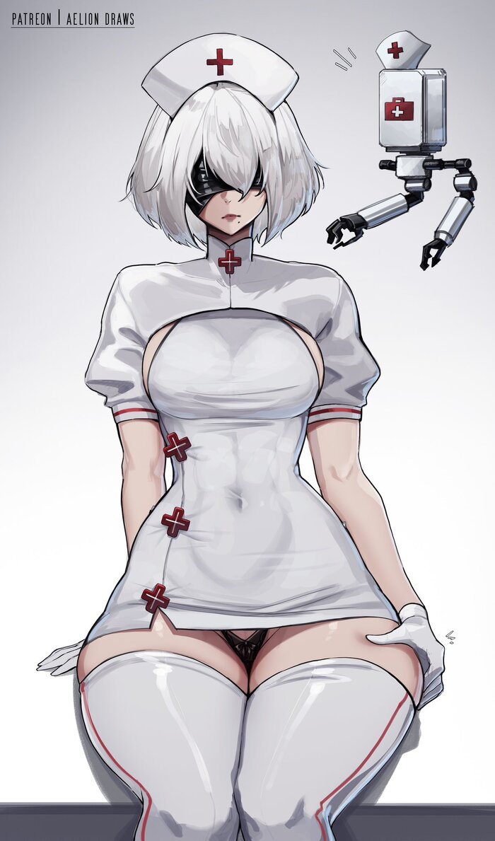 Is this suit and hip modification really necessary for the job? - NSFW, Aelion Draws, Art, Anime, Anime art, Hand-drawn erotica, Erotic, NIER Automata, Yorha unit No 2 type B, Extra thicc, Pantsu, Hips