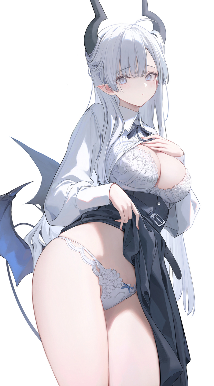 Shows - NSFW, Anime, Anime art, Original character, Pantsu, Boobs, Bra, Girl with Horns, Twitter (link)