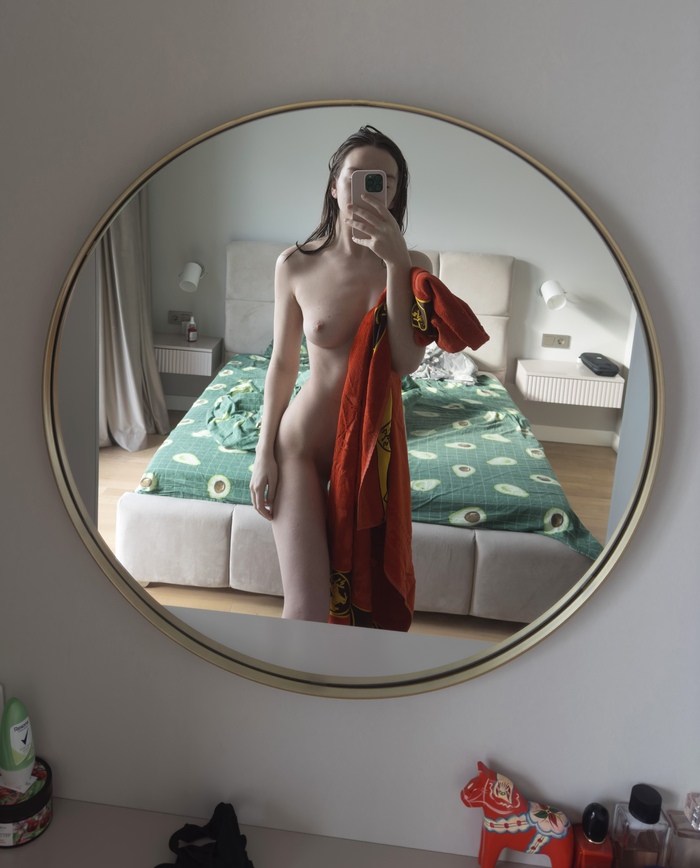 After shower - NSFW, My, Girls, Erotic, Boobs, Nipples, Figure, No bra, The photo, No face
