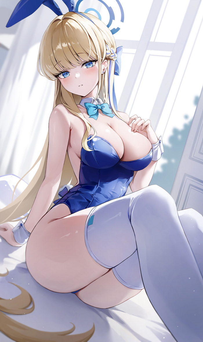 Bunny Toki - NSFW, Anime, Anime art, Blue archive, Asuma Toki, Bunnysuit, Bunny ears, Stockings