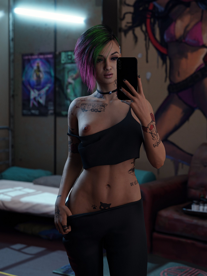 Judy Alvarez - NSFW, Девушки, Арт, Игры, Эротика, 3D, Cyberpunk 2077, Джуди Альварес