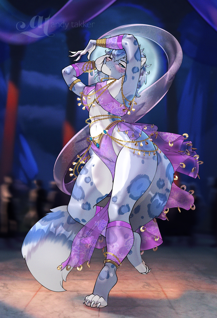 Exotic Dancer - NSFW, Furry, Furry art, Furry feline, Furry snow leopard, Art, Furotica, Furotica female, Andytakker