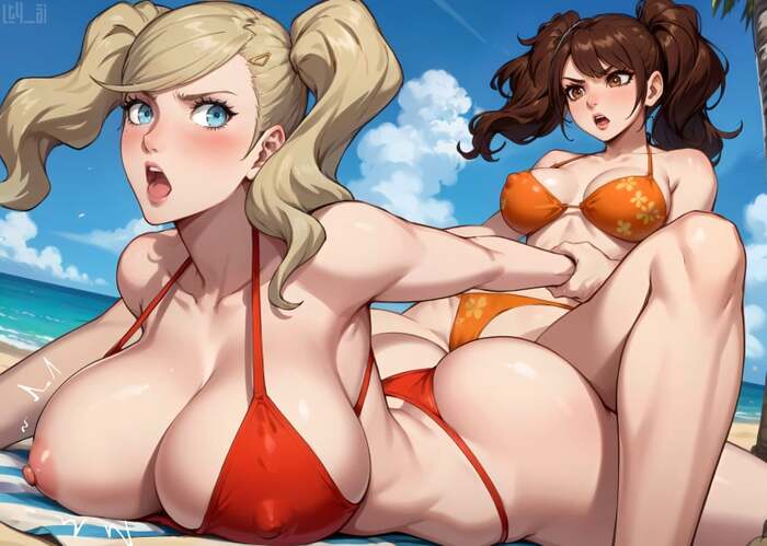 Reply to the post Confrontation of Idols - NSFW, Anime art, Anime, Games, Persona 5, Persona 4, Ann takamaki, Neural network art, Reply to post
