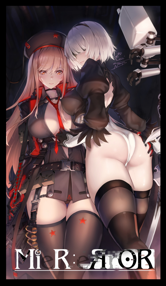 Rapi & 2B - NSFW, Anime art, Anime, Games, Goddess of victory: nikke, NIER Automata, Yorha unit No 2 type B, Crossover, Twitter (link), Rapi