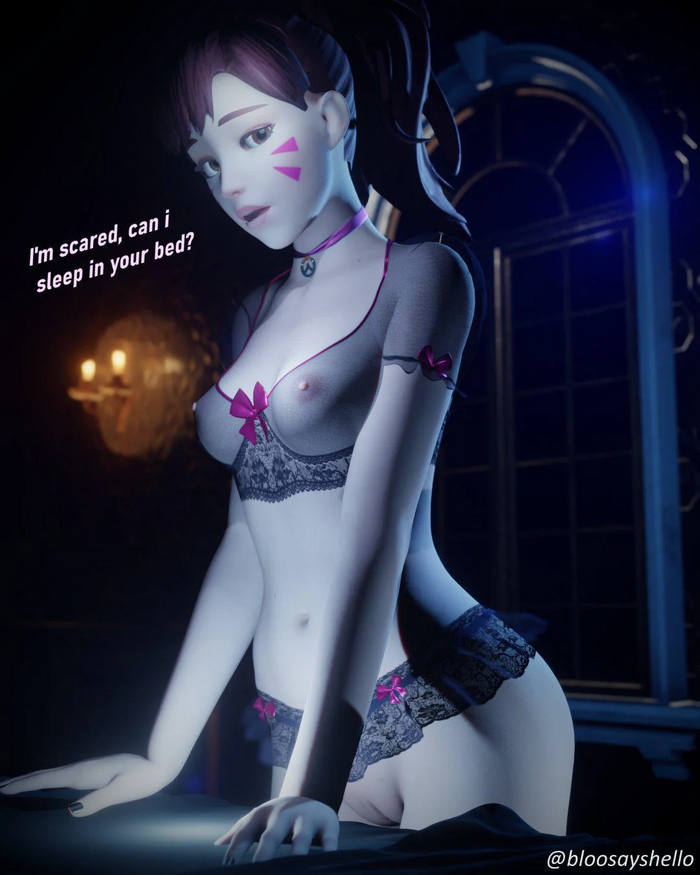 I'm scared, can I sleep in your bed? - NSFW, Erotic, Overwatch, Dva, Art