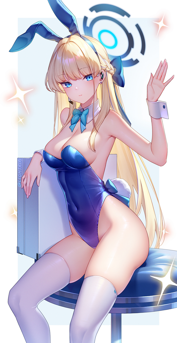 Bunny Toki - NSFW, Anime, Anime art, Blue archive, Asuma Toki, Bunnysuit, Bunny ears, Bunny tail, Stockings