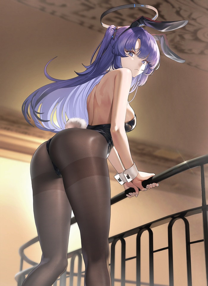 Bunny Yuka - NSFW, Art, Anime art, Anime, Blue archive, Hayase Yuuka, Bunnysuit, Booty, Hand-drawn erotica, Erotic