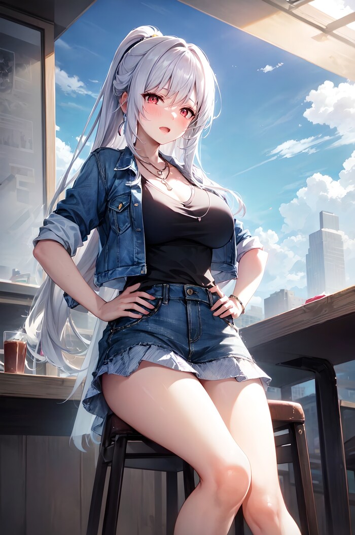 Good morning with Jingliu - NSFW, Honkai: Star Rail, Hips, Pixiv, Anime, Anime art, Jingliu (Honkai: Star Rail), Red eyes, Pantsu, Neural network art, Longpost