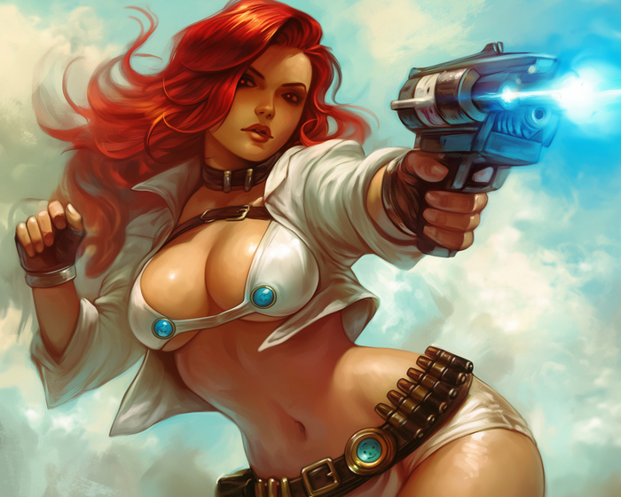 Redhead and Dangerous - NSFW, My, Neural network art, Midjourney, Fantasy, Girls, Redheads, Pinanoc