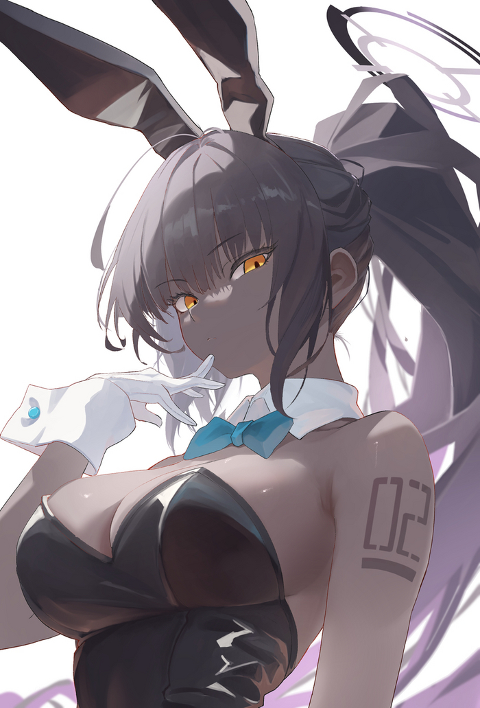 Chocolate bunny - NSFW, Anime, Anime art, Blue archive, Kakudate karin, Bunnysuit, Bunny ears