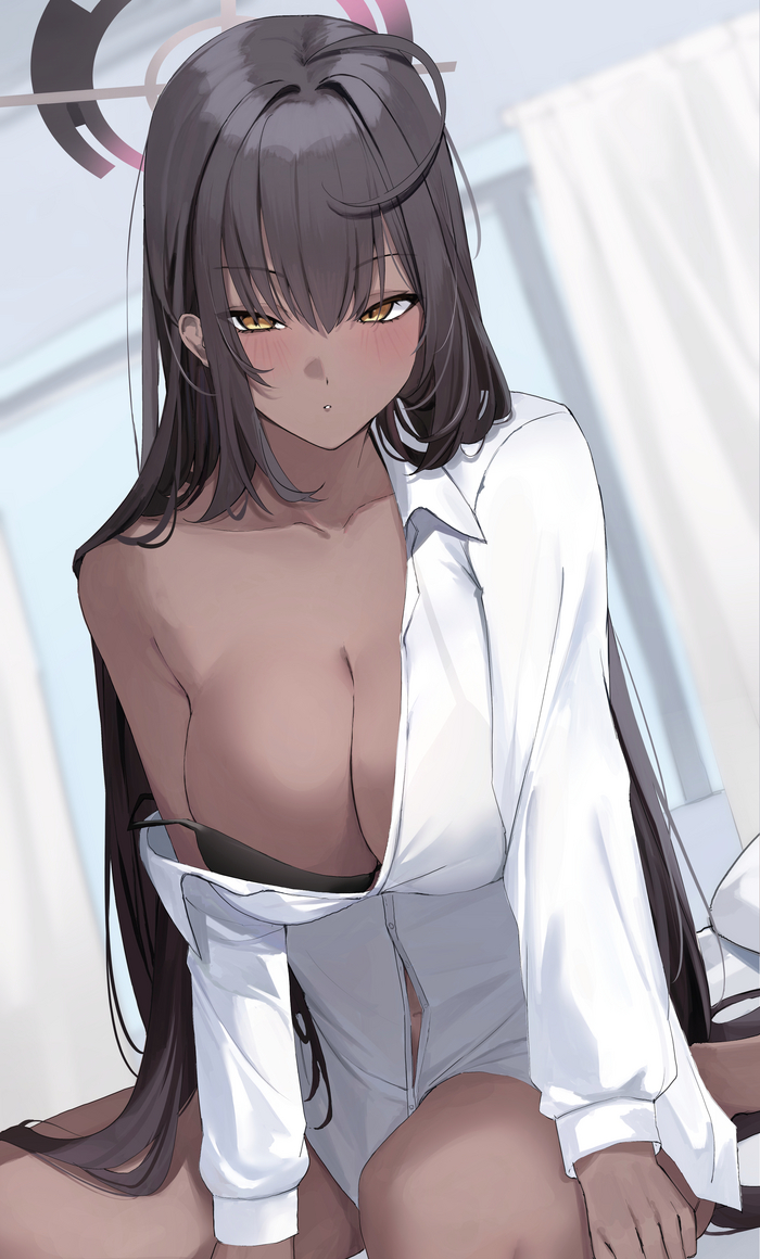 Good morning - NSFW, Anime, Anime art, Blue archive, Kakudate karin, Boobs