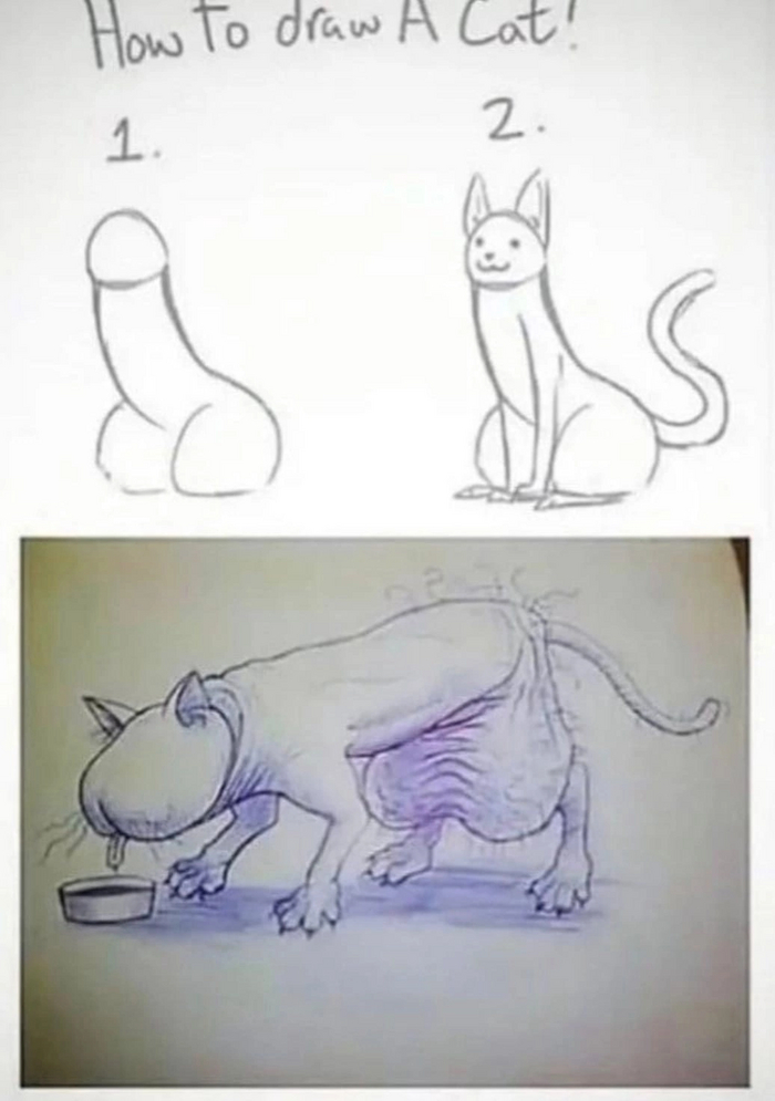 How to draw a cat - NSFW, Painting, cat, Repeat