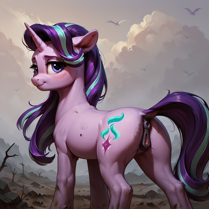 -Oops... I'll fix it - NSFW, My little pony, PonyArt, MLP Explicit, MLP anatomically correct, Neural network art, Starlight Glimmer