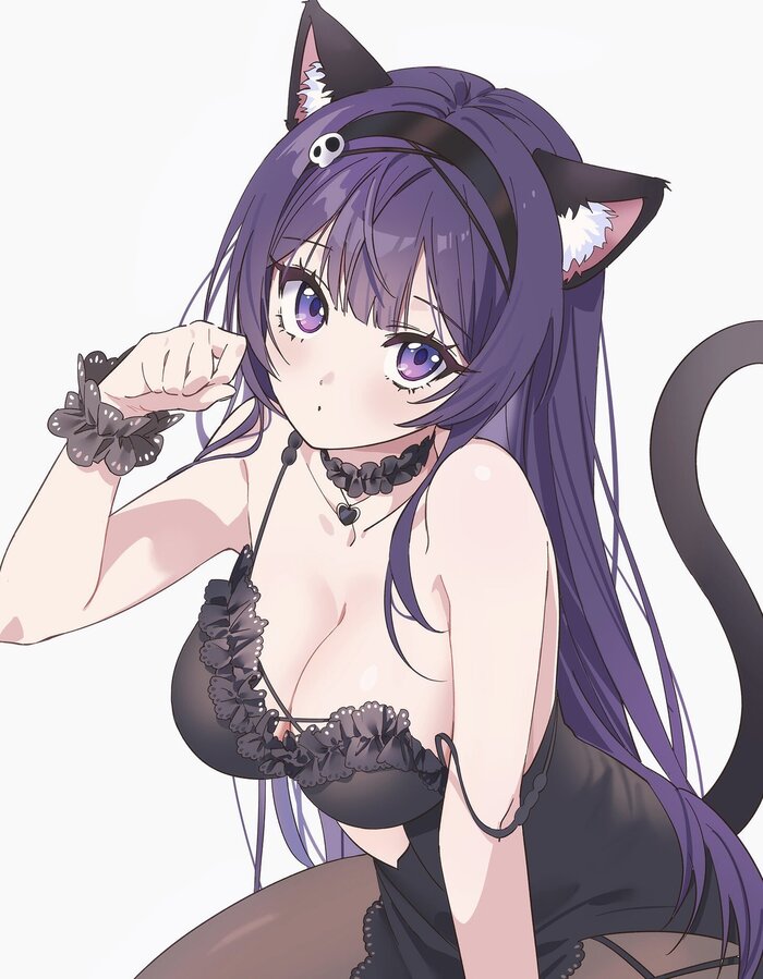 Meow! - NSFW, Art, Anime, Anime art, Hand-drawn erotica, Longpost, Animal ears, Neko, Tail, Underwear