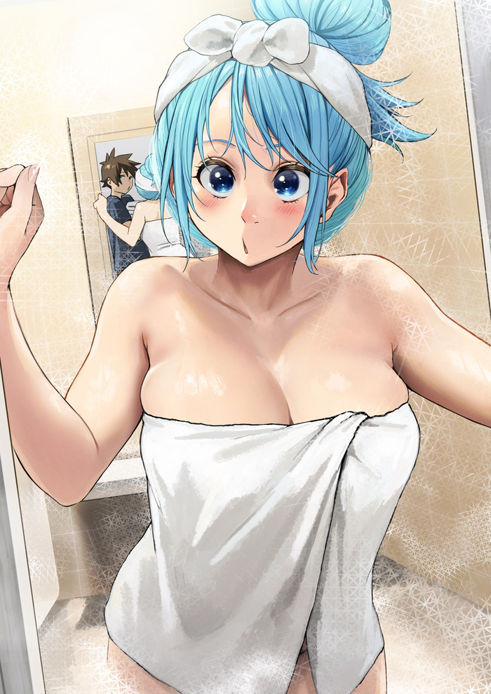 After shower - NSFW, Anime art, Anime, Konosuba, Aqua, Satou kazuma, Bhive003