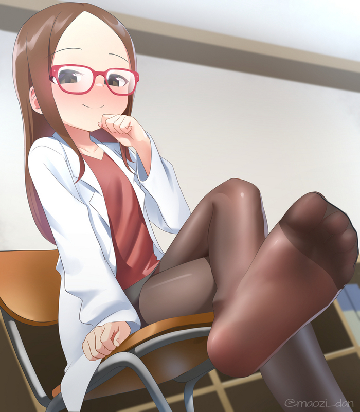 Hello, people of high culture - NSFW, Anime, Anime art, Karakai jouzu no takagi-san, Takagi-San, Tights, Foot fetish, Loli, Longpost