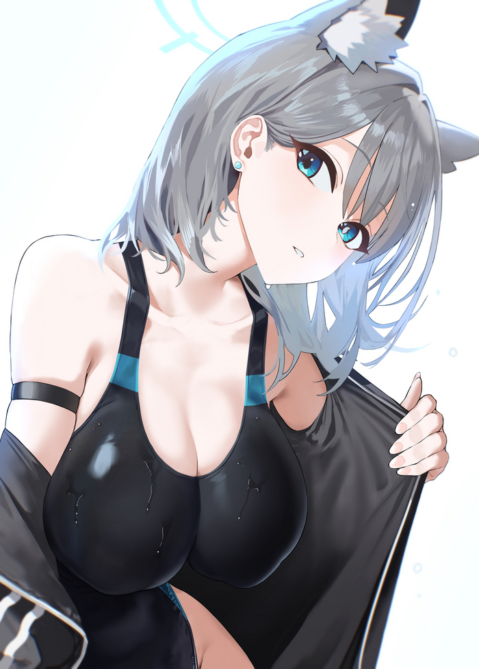 Tuti - NSFW, Anime art, Anime, Blue archive, Sunaookami shiroko, Swimsuit, Animal ears, Longpost