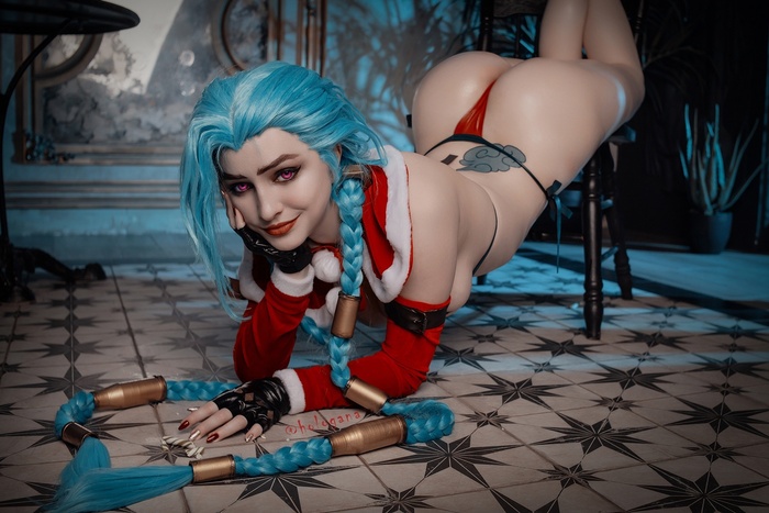For some, every day is Christmas... ^__^ - NSFW, The photo, PHOTOSESSION, Underwear, Boobs, Cosplay, Booty, Erotic, Jinx, League of legends, Games, Cosplayers, Longpost